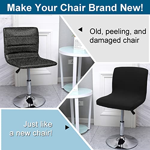 Image of WOMACO Bar Stool Cover with Back Printed Dining Room Square Swivel Barstool Chair Seat Cushion Slipcover for Counter Height Mid Low Back Chair Protector (4, Black)