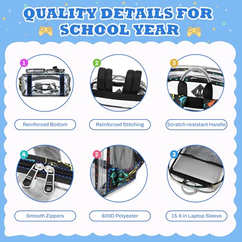 Image of PIG PIG GIRL Clear Backpack for School,Heavy Duty PVC Transparent Bookbag for Girls Stadium Approved See Through Backpack