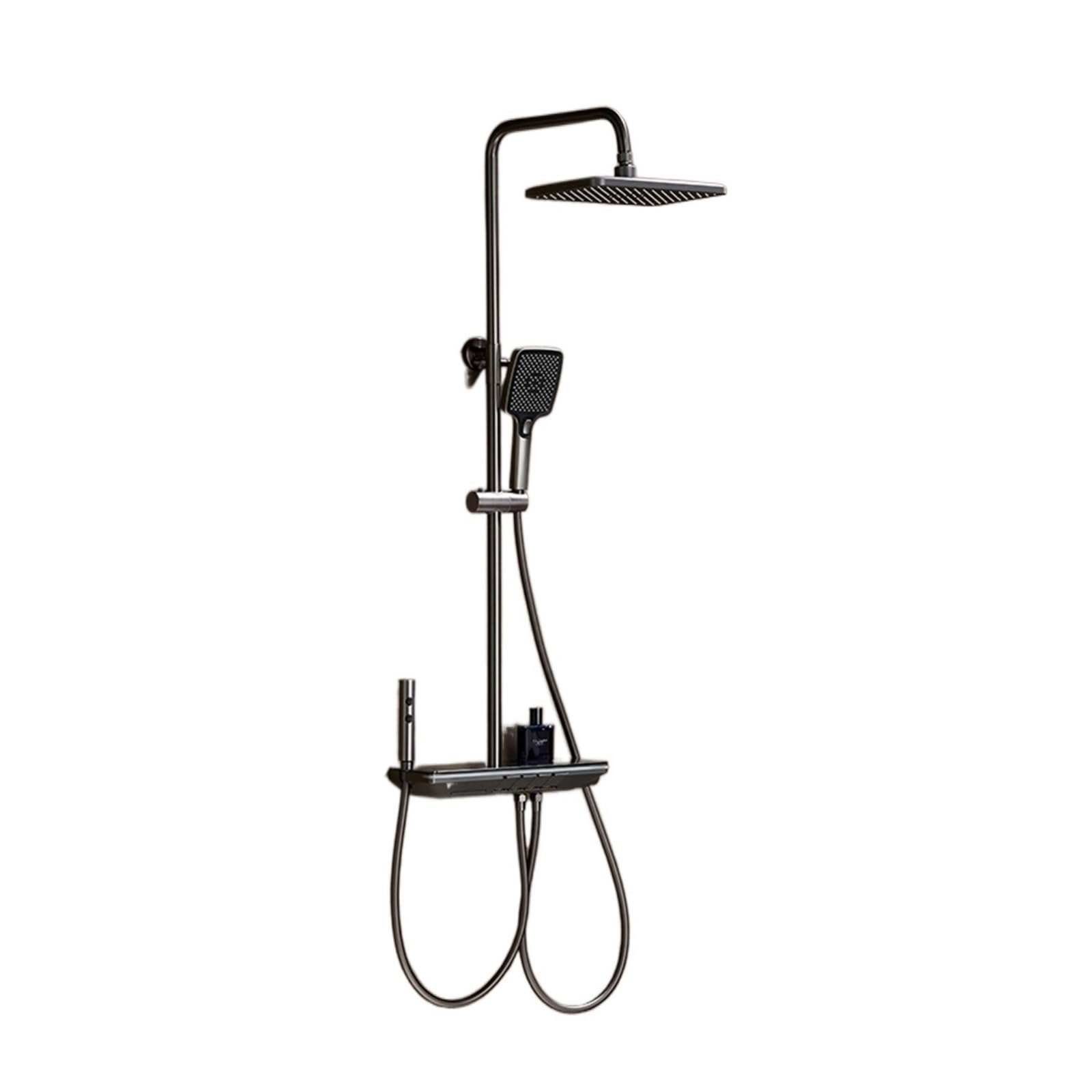 Shower System, LED Digital Shower System Modern Bathroom Temperature Display Faucet Set Rainlfall Mixer Bidet
