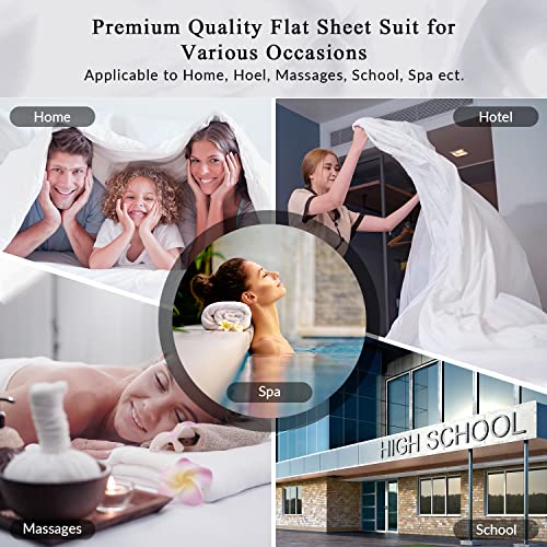 Image of Royale Linens 2 Pack Bulk Flat Sheet Set - Top Sheets -Soft 1800 Microfiber - Wrinkle & Stain Resistant - for Hotel, Massage Table, Hospital, Dorm - Twin XL Flat Sheet Sold Separately (Twin Xl, White)