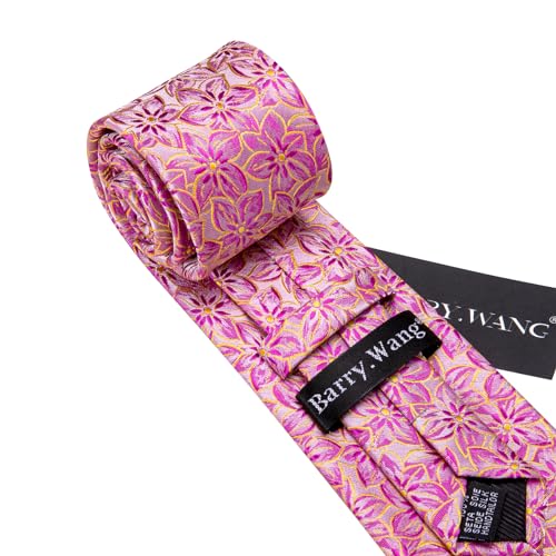 Image of Barry.Wang Men Tie Set Floral Paisley Silk Necktie Pocket Square Cufflinks Formal Wedding Party Business
