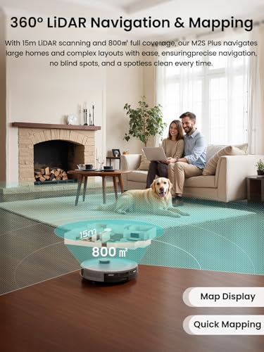 Image of Lefant M2S Plus Robot Vacuum and Mop, Self-Emptying, 10000Pa Suction, 75 Days Hands-Free, dToF Navigation, Obstacle Avoidance, 240 Mins Runtime, for Hard Floors & Carpets, Wi-Fi