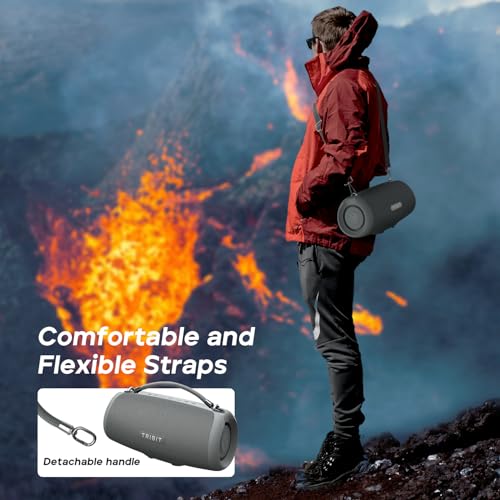 Image of Tribit StormBox Lava Portable Bluetooth Speaker, 80W Loud Wireless Speaker, 24H Playtime, IP67 Waterproof, Bluetooth 5.4, Custom EQ, XBass, Built-in Mic, TWS Pairing for Camping /Beach /Party /Outdoor
