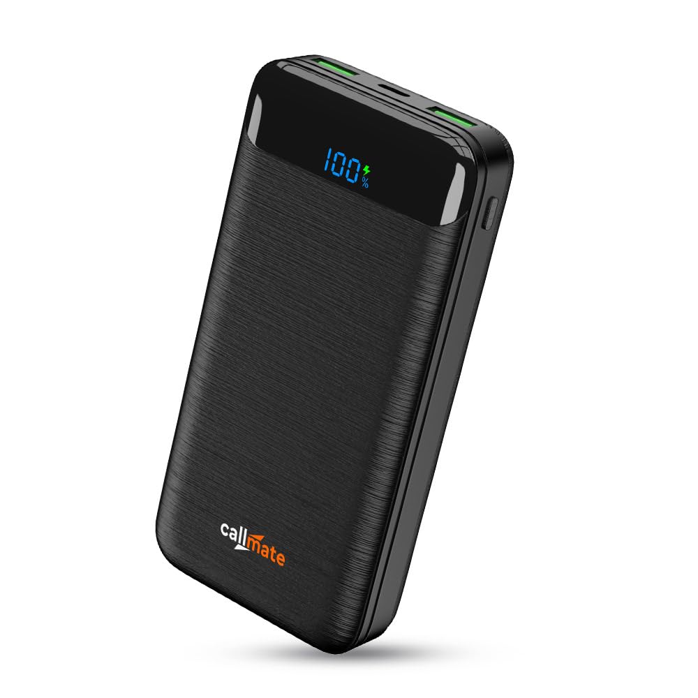CALLMATE Chargemaster 200 Fast Charing 20000mAh Power Bank, 23W (2X QC3.0 USB Output & Type C PD), Power Delivery, Quick Charge for iPhone, Android & Other Devices (Lithium Polymer) (Black) discount deal