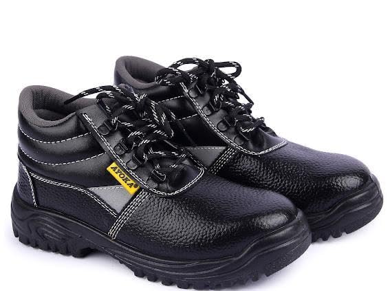 AYOKA 903 Steel Toe Safety Shoes for Men | Synthetic Leather Upper | Durable PVC Sole | Industrial Work Footwear | Heavy Duty Work Safety Shoes with Slip Resistant | 1 Inch Heel - Black, Grey-image-20
