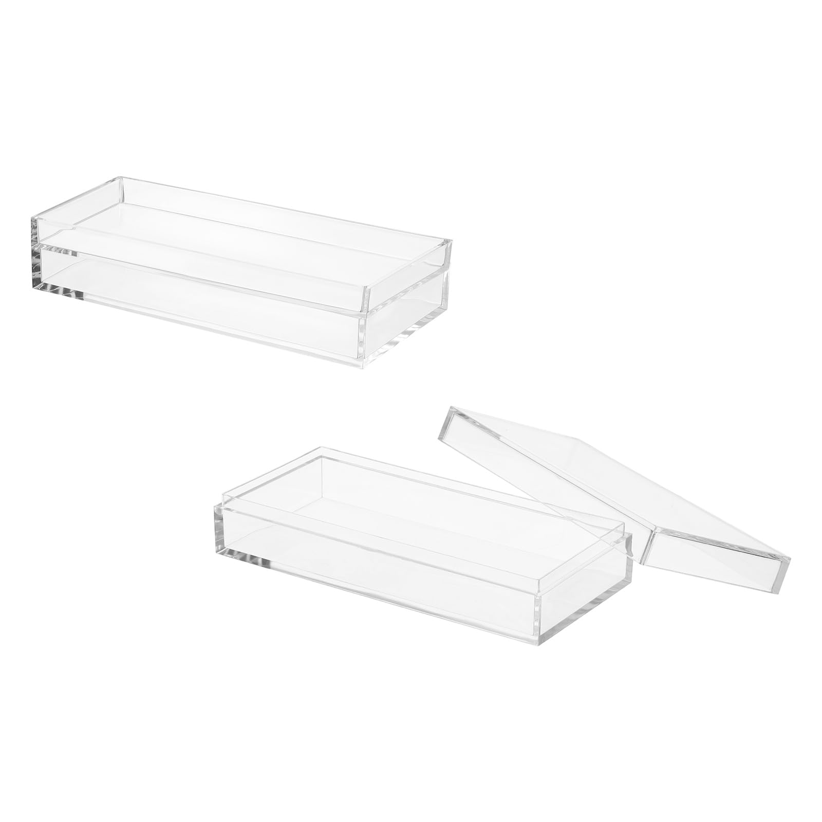 YELARXI Acrylic Box with Lid, 5.91 x 5.91 x 1.38 in Acrylic Display Case Plastic Square Cube Container Storage Holder Stackable Bins for Cosmetic Collectible Candy Jewelry(2 Pack, Clear)