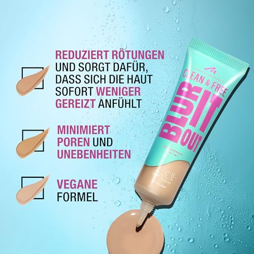 Manhattan Clean & Free Blur It Out Skin Tint, leichtes, hautberuhigendes Make-up mit Blur-Effekt für ein mattiertes Finish, 30 ml, 031 Soft Ivory