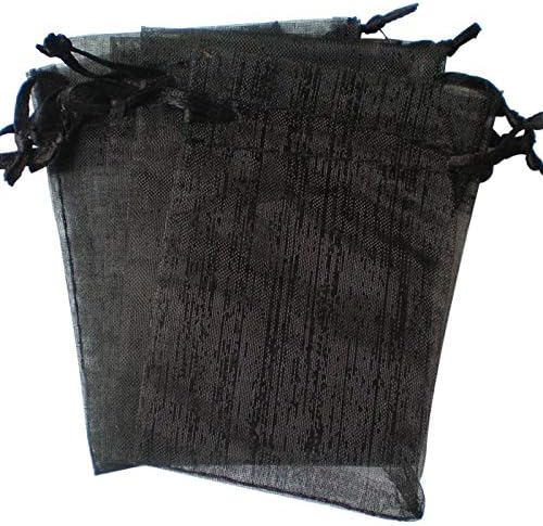 Time to Sparkle 25pcs Pouches Organza Gift Bags Oragnza Wedding Party Favour Jewellery, 15x20cm, Black, 15x20cm-25pcs - Image 4