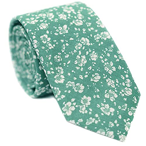 Image of Mantieqingway Men's Cotton Floral Neck Tie 2.56'' Printed Skinny Tie