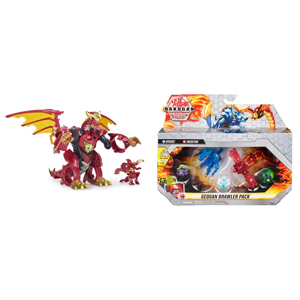 Bakugan, Dragonoid Infinity Transforming Figure & Geogan Brawler 5-Pack, Exclusive Hyenix and Insect