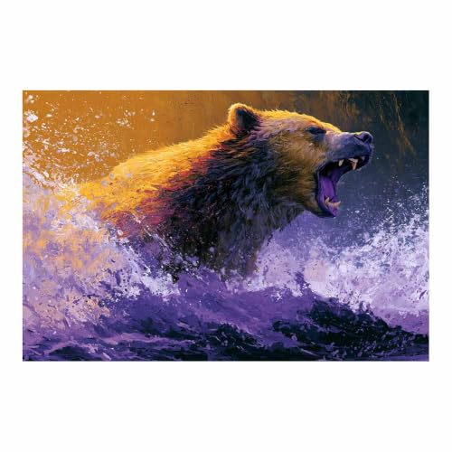 Ours rugissant sauvage art sur mur pour salon moderne décoration intérieure de maison 60x90