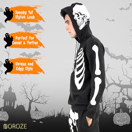 NOROZE Unisex Halloween Skeleton Tracksuit Set Mens And Women Skull Bone Printed Zip Up Hoodie For Adult USA Sizes S-XXL4