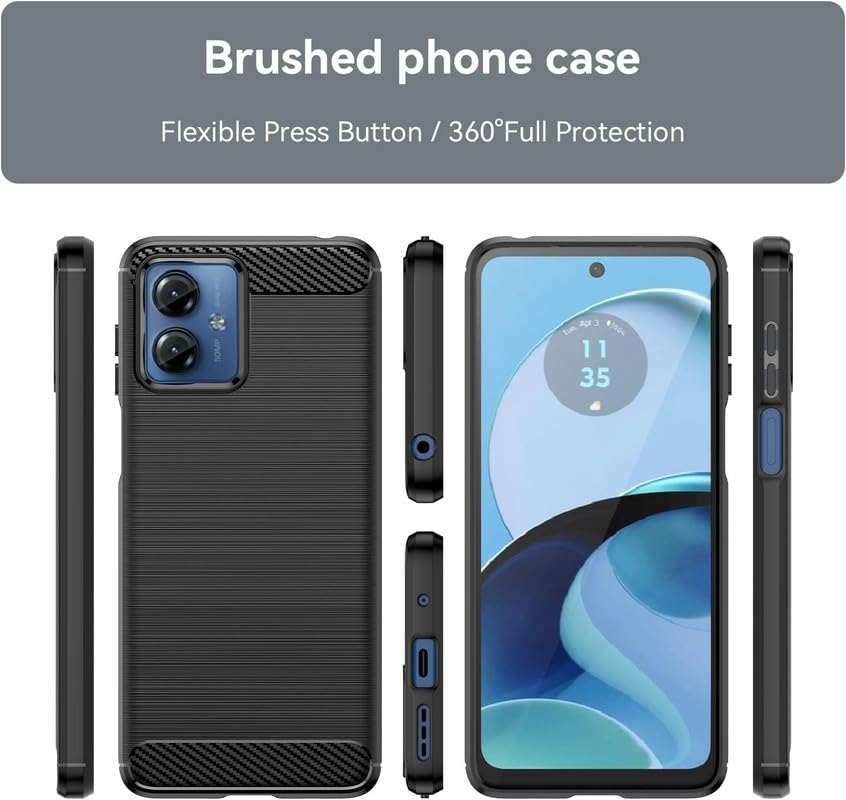 Image of NPRC Hybrid Ultra Slim Protective Case TPU Non-Slip Carbon Fiber Texture Shockproof Case Cover for Moto G14 - Black