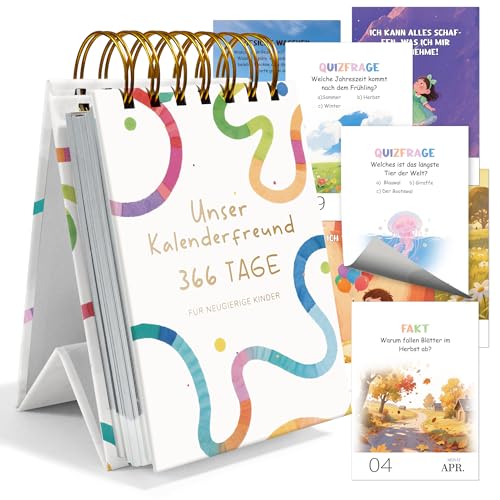 Abreißkalender 2026 Kinder - Abreisskalender 2026 Täglich - Weihnachtsgeschenke für Kinder - 366 Tage Achtsamkeitskalender - Kleine Geschenke für Kinders - Kinderkalender - Geschenke für Kinders