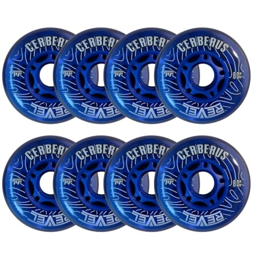 Alkali Hilo 4-76MM/4-80MM 74A X-Soft 76A Inline Roller Hockey Wheels 8 Pack (X-Soft Blue)