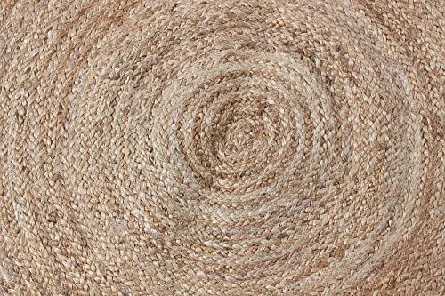 Tapis en jute beige à motif multicolore grand format circulaire - 6
