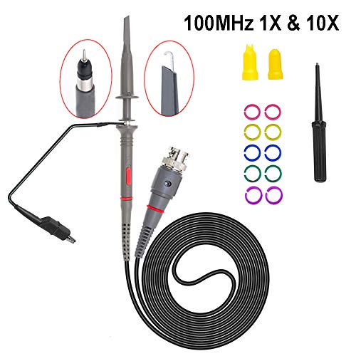 Homeet 100MHz Oscilloscope Scope BNC Alligator Clip Probe High Precision 1X & 10X Oscilloscope Probe Kit for Oscilloscope Rigol Atten Owon Siglent