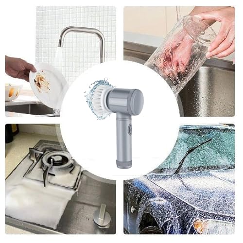 Image of Electric Spin Scrubber, Kitchen Scrubber Rechargeable Shower Scrubber for Cleaning Sink /Cleaning Tub /Tile /Floor /Sink /Window with 5 Replaceable Cleaning Brush Heads