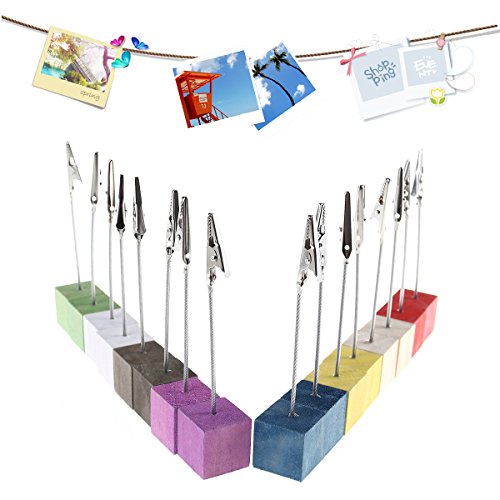 Nuolux 16Pcs Pine Base Holder Stand,Lightweight Wooden Cube Clips Holder, Card Note Memo Clip,Home/Office/Wedding Favors (Random Color) #TOP3