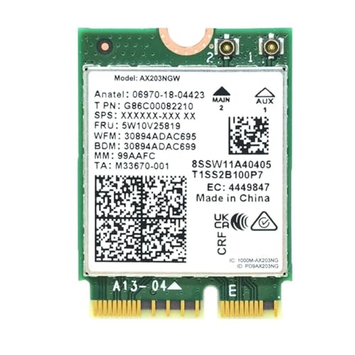 Image of WiFi 6 Adapter for Intel AX203 | Dual Band Up to 1.2 Gbps | CNVio2 M.2 | Bluetooth 5.2 Support | Requires Intel 10th Gen and Above CPUs, Windows 10 & 11, Linux | AX203NGW
