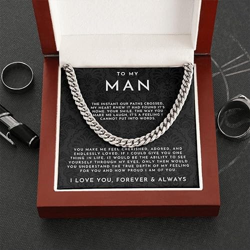 I Love You Gifts For Him Husband Boyfriend Sentimental Gifts From Wife Girlfriend To My Man Birthday Gift Ideas Cuban Link Chain Necklace Jewelry For Anniversary Christmas Valentines Day4
