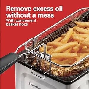 Hamilton Beach 35032 Professional Style Electric Deep Fryer, Frying Basket with Hooks, 1500 Watts, 3 Liters, Stainless Steel Hamilton Beach 35032 Professional Style Electric Deep Fryer Frying Basket with Hooks 1500 Watts 3 Liters Stainless Steel