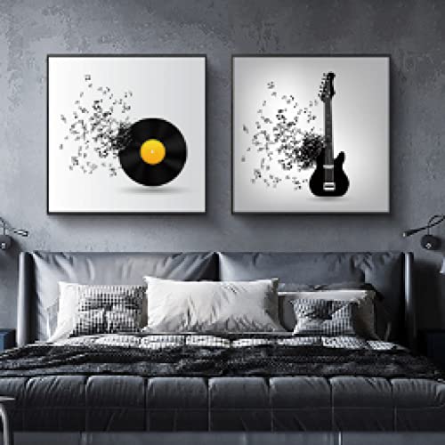 Musique Affiches et Gravures Mur Noir et Blanc Toile Premium 60x60cm sans Cadre
