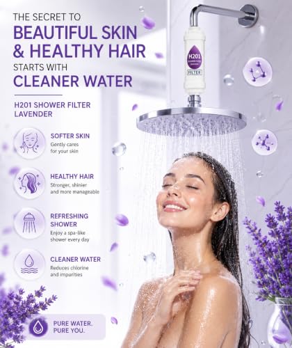 Image of Grofilo Vitamin Shower Filter Lavender | Made in South Korea | Vitamin C & Glycerin | Hard Water Shower Filter | Removes Chlorine, Rust & Odor | Soft Skin, Smooth Hair | Aromatherapy
