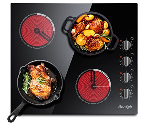 Electric-Cooktop-24-inch-Cooksir-Electric-Stove-Top-4-burner-Built-in-Radiant-Electric-Stovetop-with-9-Heating-Level-Knob-Control-Auto-Shut-Down-Protection-220-240V-Hard-Wired-No-Plug