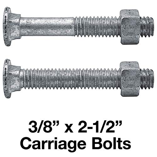 Image of Carriage Bolts 3 /8-16 x 2-1 /2 inch: w /Nuts Galvanized Bulk Carriage Bolt ~ Coarse Thread (2 1 /2 inches Long) (100 Pieces)