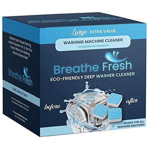 Breathe Fresh Washing Machine Cleaner Tablets - Heavy Duty Deep Clean & Deodorizer - Best for HE, Frontload & Topload Washers (5 Count)