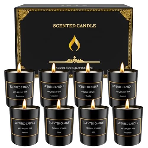 8 Pack Scented Candles Set for Men, Aromatherapy Soy Candles