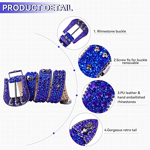 TINIDI Western Men Women Rhinestone Belts Bling Crystal Skulls Studded Leather Belt For Pants Jeans2