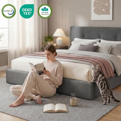 Image of EnHomee Cloud Bed Frame Full Size with Adjustable Headboard