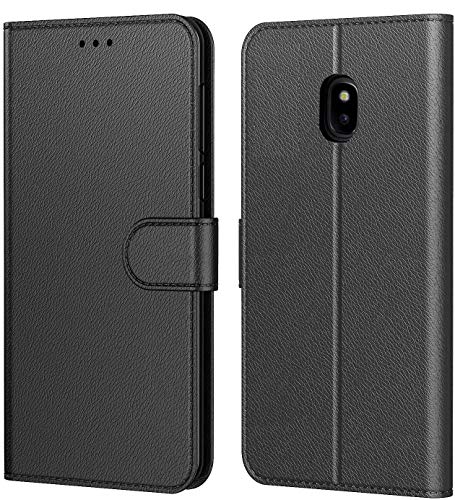 Tenphone Etui Coque pour Samsung Galaxy j3 2017 (J330), Protection Etui Housse en Cuir Portefeuille Livre,[Emplacements Cartes],[Fonction Support],pour (Samsung J3 2017 (5 Pouces), Noir) Cover