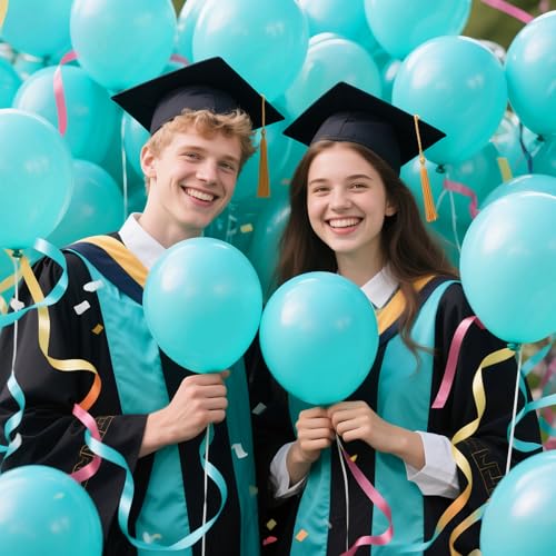 Image of 200pcs Teal Blue Balloons 5 Inch, Small Mini Latex Balloons for Party Birthday Baby Shower Anniversary Festival Arch Garland Decoration