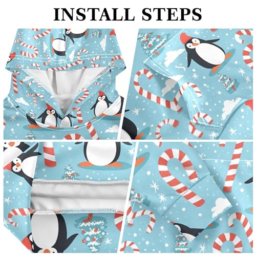 Kids Hoodies Sweaters Christmas Xmas Penguin Hooded Sweatshirts with Big Pockets for Boys Girls B04004353