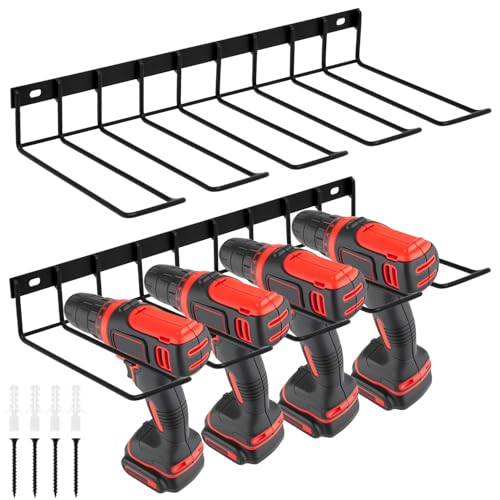 QWORK Drill Holder Wall Mount, 2 Pack Alloy Steel Power Tool...