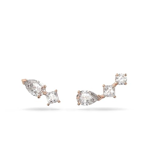 Swarovski Attract Pierced Earrings, with Pear, Square and Round Crystals on a Rose Gold Tone-Finish Setting, Part of the Swarovski Attract Collection