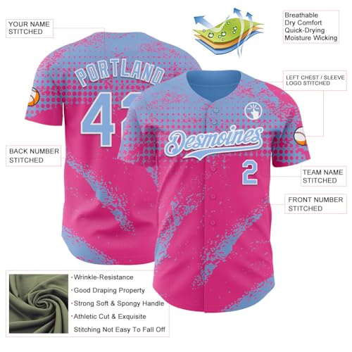 Camiseta personalizada de béisbol y sóftbol con estilo 3D Splash para hombres, mujeres y jóvenes, uniforme deportivo con botones miniatura 3