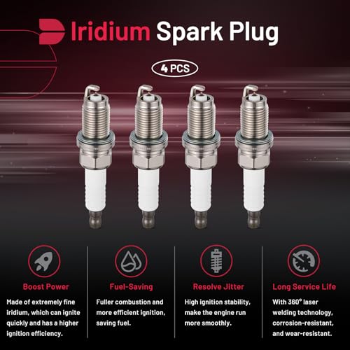 Image of BDFHYK 6714 Iridium Spark Plugs Compatible with Acura 2007-2011 CSX MDX RL RSX TL TSX, Compatible with Honda 2002-2011 Accord Civic CR-V Element 1.8L 2.0L 2.4L 3.0L 3.2L 3.5L 3.7L, Set of 4