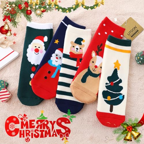 Christmas Socks for Kids - 5 Pairs Cotton Cute Children's Socks2