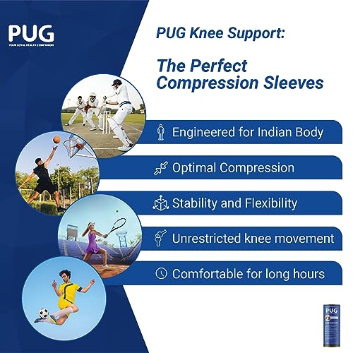 Image of PUG Knee Support 1 Pair, Size M |Unleash Your Performance | Ergonomically Designed for Indian Knee|Ideal for Sports enthusiasts, Knee Pain and Injury Prevention