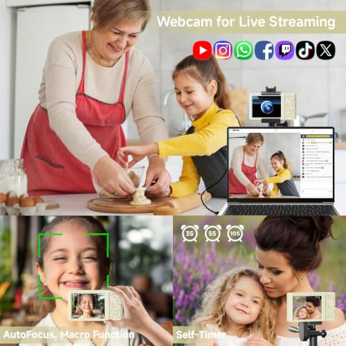 Image of Digital Camera for Teens, 4K 44MP FHD 16x Zoom Point Shoot Camera 64GB Card | Autofocus, Fill Light, Webcam Mode, Continuous Shooting, Time-Lapse, Filters, Easy Operation, Ideal for Beginners Kids