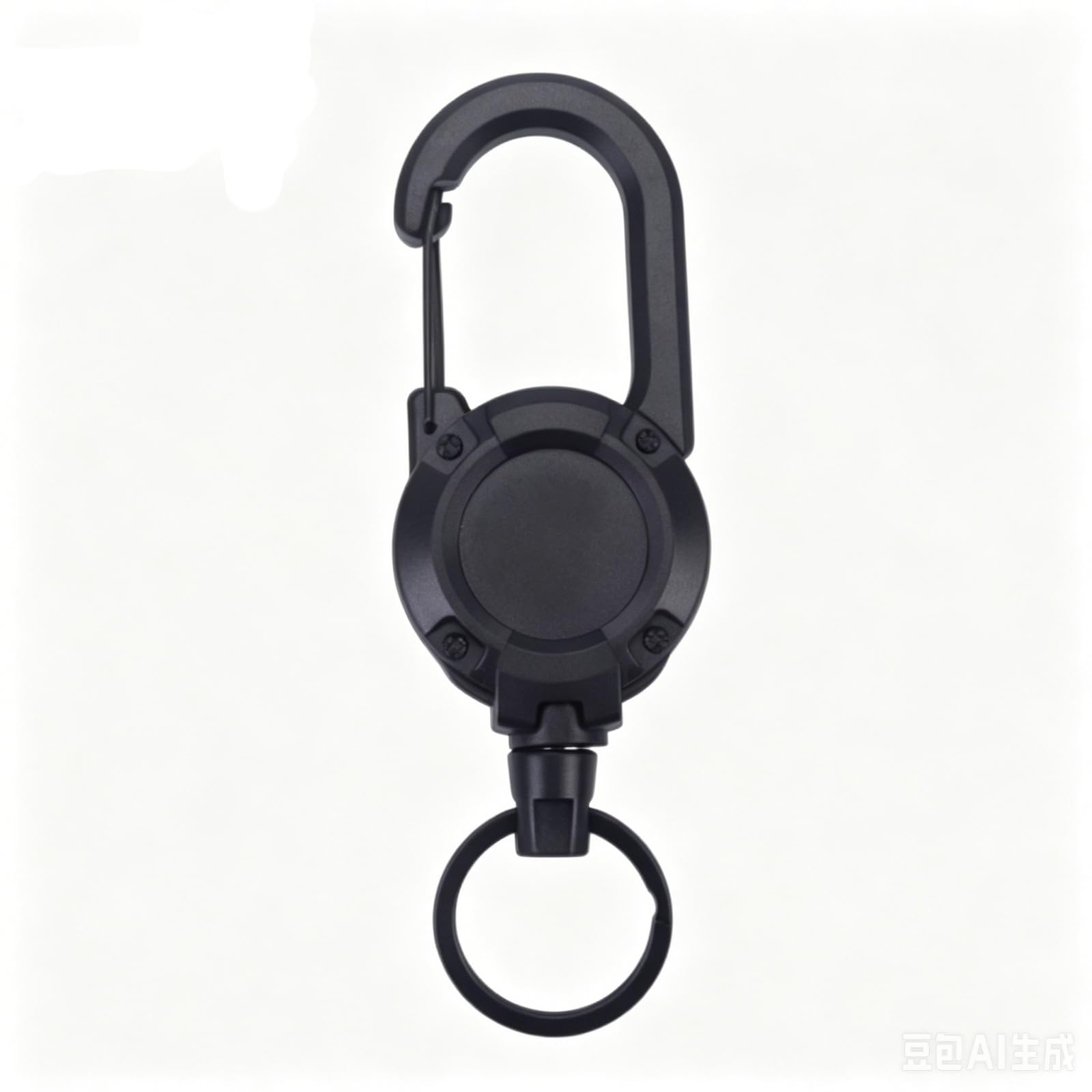 Heavy Duty Retractable Keychain, Badge Reel with 60cm Steel Cord, ID Badge Holder, Retractable Key Holder for Keys, Access Cards, Work Passes and Office Use (Black, 1PCS)