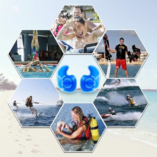 Image of DAZZLIQ Pack of 2 Blue Ear Plugs For Swimming Ear Plug For Bathing Swimming Ear Plugs For Men Ear Protection From Water Waterproof Swimming Earplugs Professional Silicone Anti-Noise Cancellation