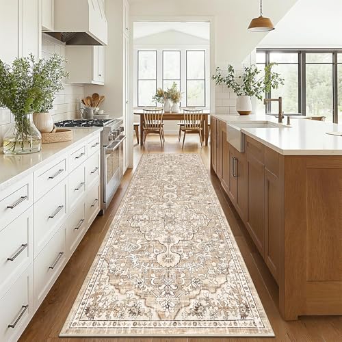 Pauwer Boho Hallway Runner Rug 2'8" x 8' Washable Entryway Area Rugs Non Slip Farmhouse Vintage Floor Mat Carpet Runner for Hallways Laundry Room Kitchen Bathroom Bedroom