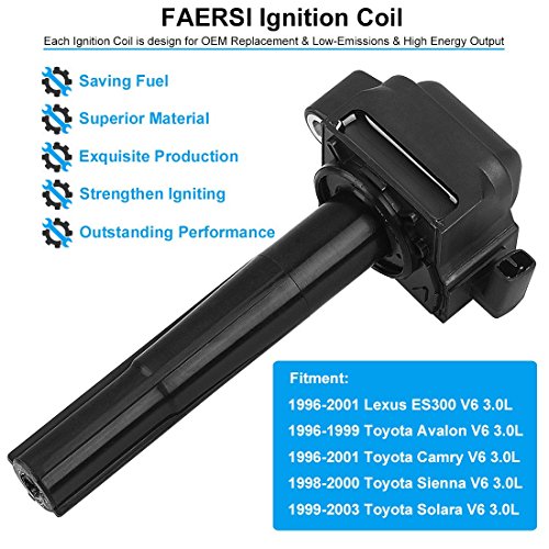 Ignition Coil Pack Of 3 Replacement For 1998 1999 2000 Toyota Sienna Avalon Camry Solara Avalon Lexus Es300 V6 3.0L, 90919-02215，Uf-155 C575 E711 C155 #TOP1