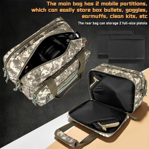Image of Pistol Case, Gun Range Bags For 2 Pistols 6 Magazines Carrying Shooting Bag with Lockable Zipper for Shooting Range Outdoor Hunting
