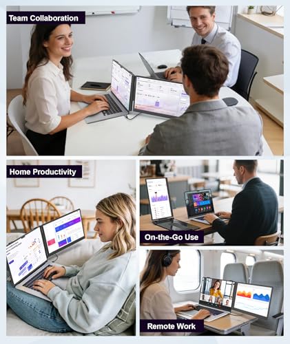 Image of Laptop Screen Extender 1.87lbs Ultra-Portable & Ultra Slim, 14.2 inch FHD 1080P Dual Portable Monitor for 14 inch-17.3 inch Laptop, Plug & Play Travel Monitor Extender Compatible with Wins /Mac /Chrome /Android